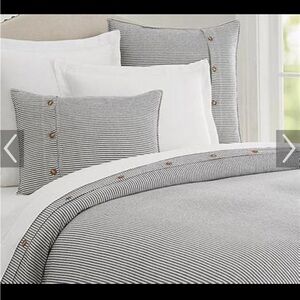 Pottery Barn Navy and White Striped Duvet Cover